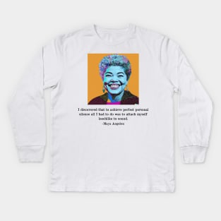 Maya Angelou Silence Quote - Famous Writer Quotes Kids Long Sleeve T-Shirt